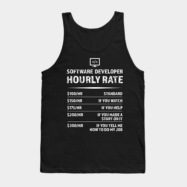 Software Developer Hourly Rate | Funny Development Gift Tank Top by qwertydesigns